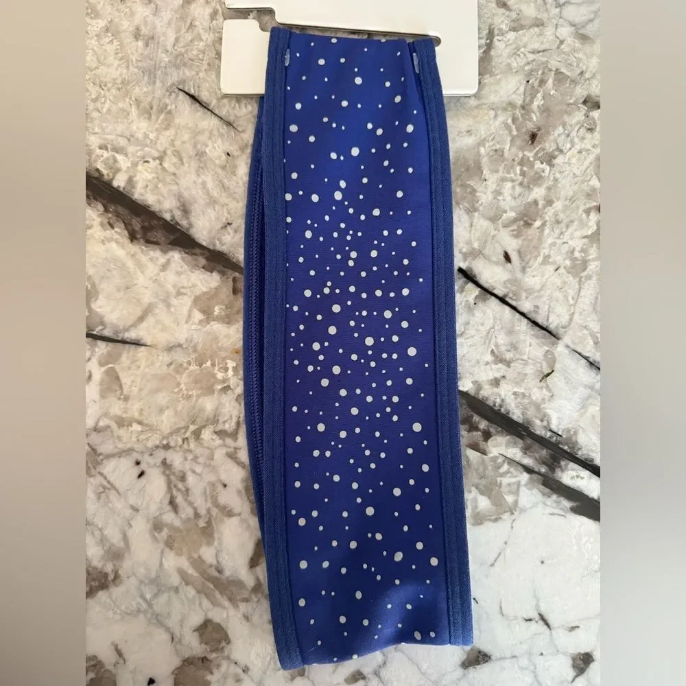 NWT New LULULEMON Fleece Reflective Running Ponytail Ear Warmer Blue Silver L XL